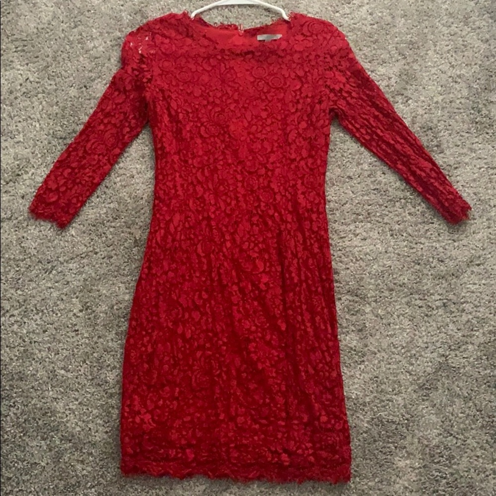 Red lace dress